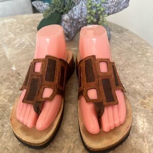 Think! Tan and Brown Sandals